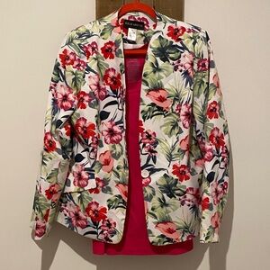 Floral Women's Blazer - Red and Green